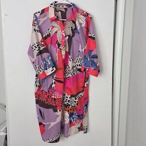 Smith & Soul Midi Dress Boutique Vibrant  Geometric & Animal Print Luxe Women L